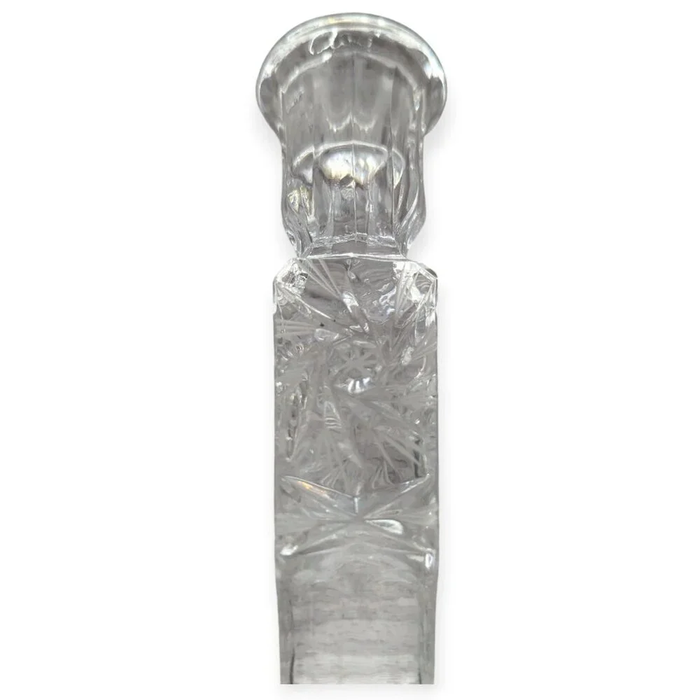 Vintage Pair Set Cut Lead Crystal Candle Stick Holders Pinwheel Pattern 6